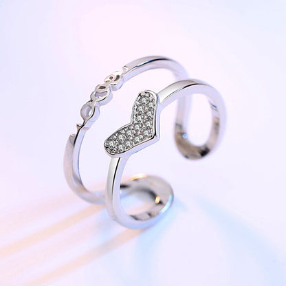 silver plated Heart shape ring for women