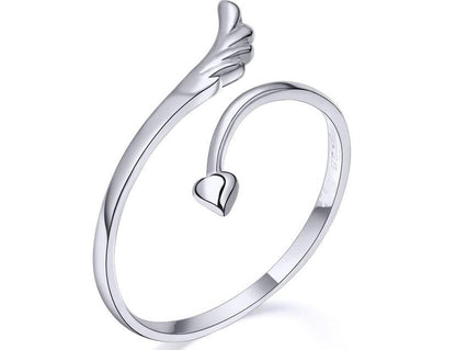 Silver Plated Custom Wing Leaf Open Ring