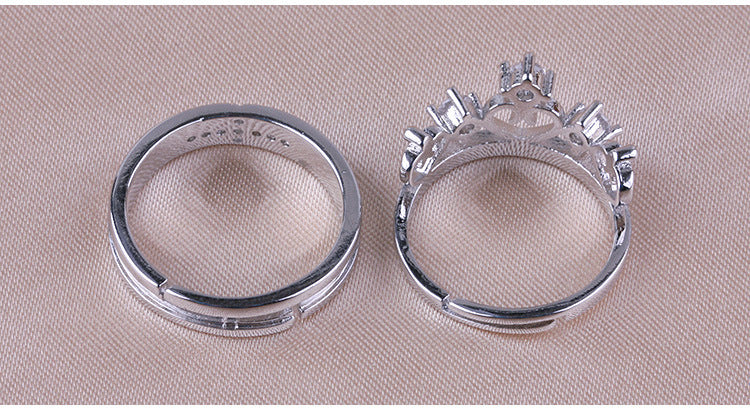 Zircon Crown Shape Lovers Couple Rings Jewelry