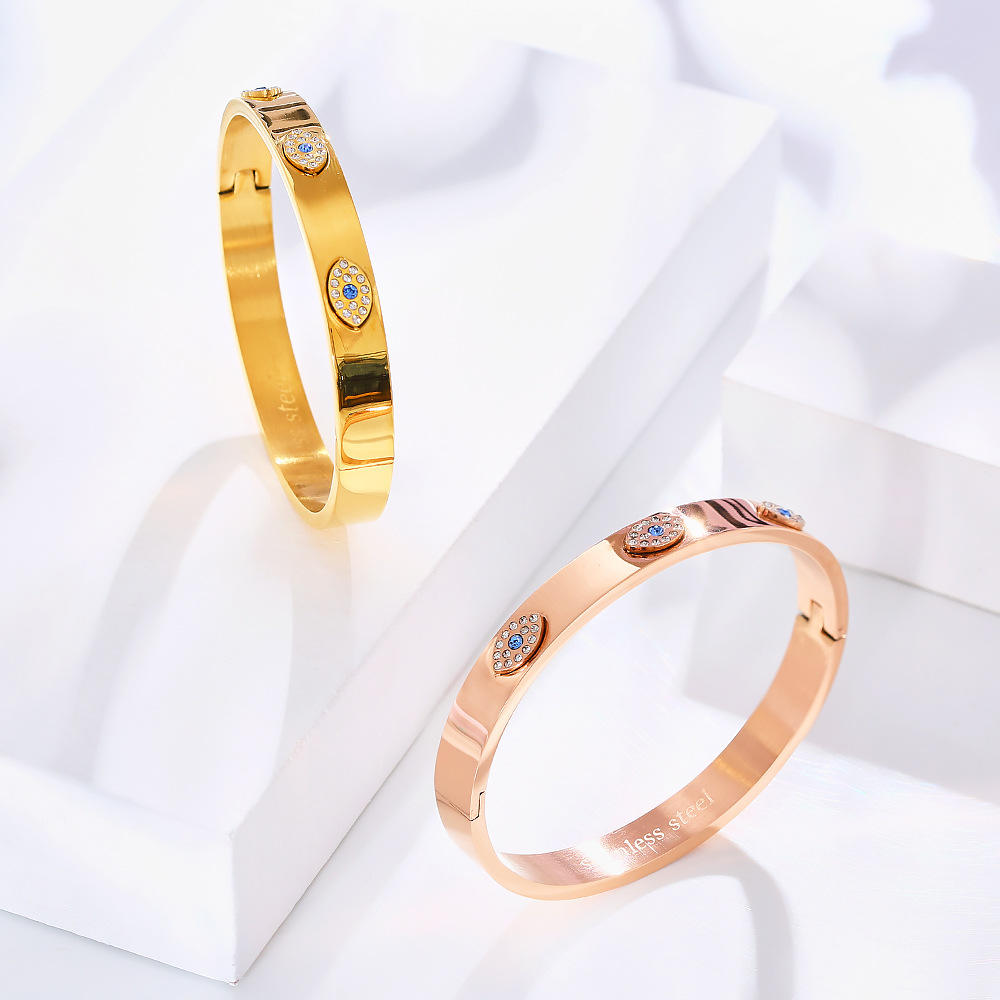 Evil Eye Crystal Zircon Cuff Bangles Bracelet For Women