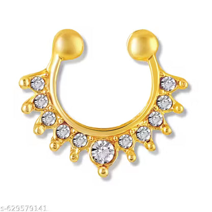 Ethonica Half Moon Gold-plated Non Piercing Nose Ring