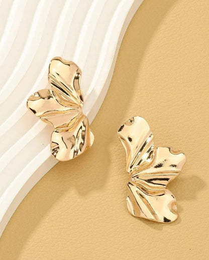 18K Gold Plated Anti Tarnish Irregular Sculptural Flower Petal Stud