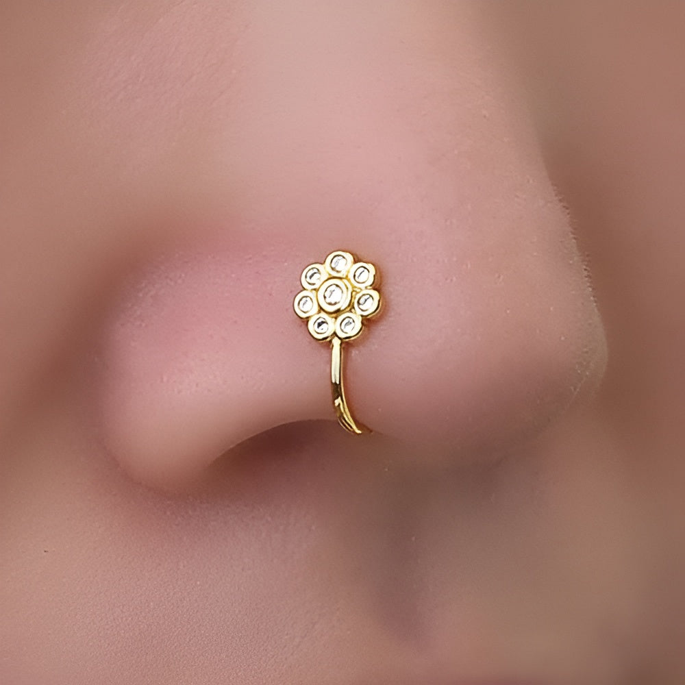 Ethonica Flower Shaped Gold-plated Nose Ring