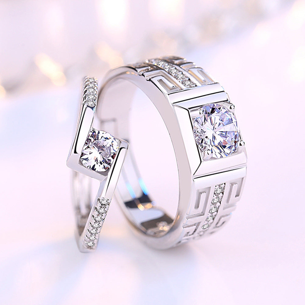 Cubic Zircon Adjustable Couple Rings For Lovers