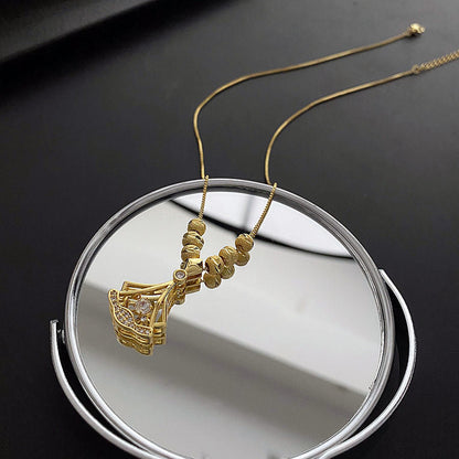 Beaded Beats Dancing Zircon Diamond Lucky Ginkgo Leaf Necklace