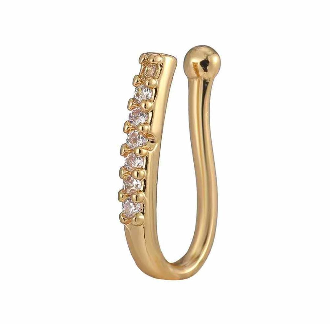 Ethonica Hook Shape Gold-plated Non Piercing Nose Ring