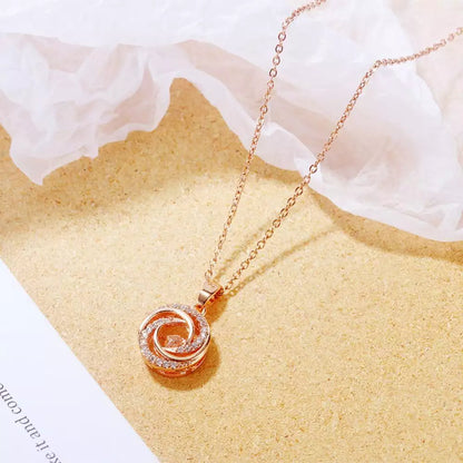 18k Gold Plated Cubic Zirconia Moving Diamond Necklace Pendant