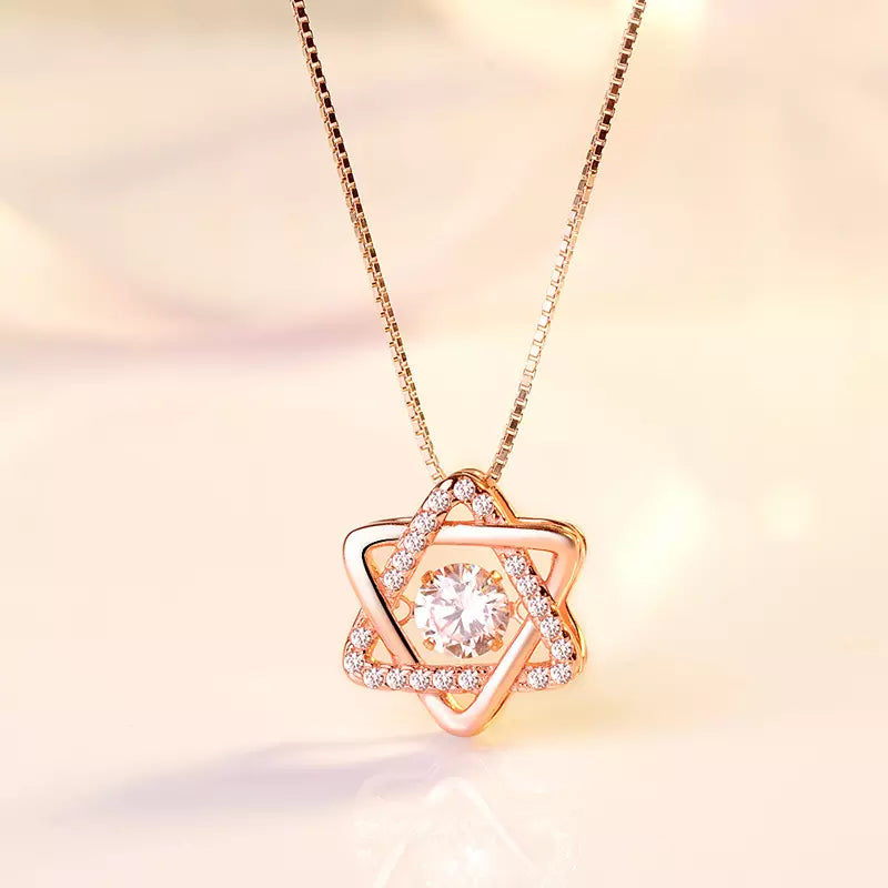 Moving Diamond David of Star Pendant Necklaces