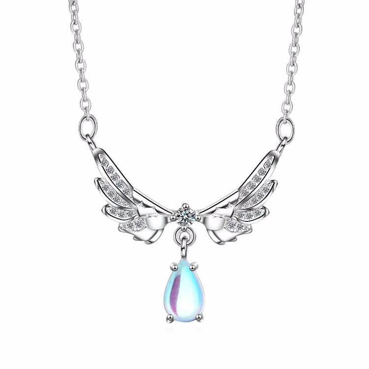 Angel Wings Guardian Real Moonstone Necklace