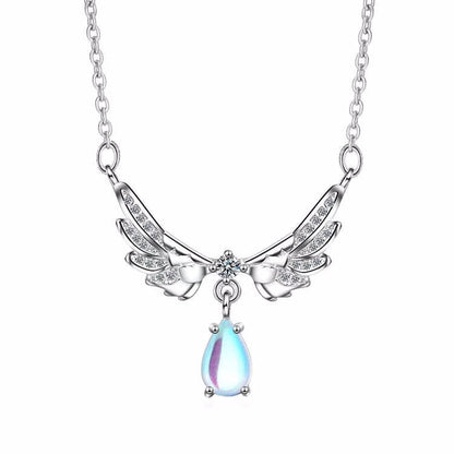 Angel Wings Guardian Real Moonstone Necklace