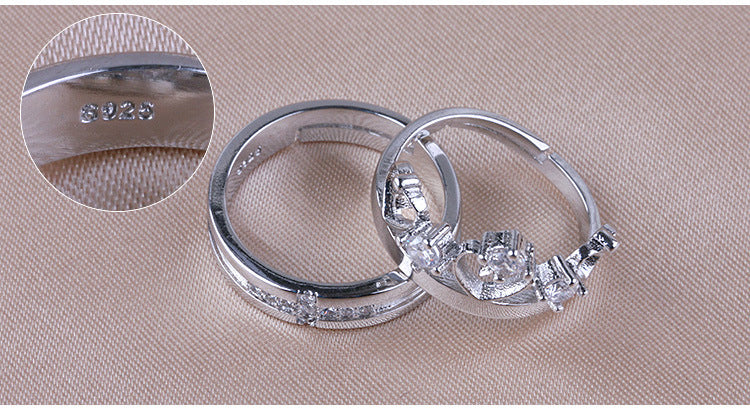 Zircon Crown Shape Lovers Couple Rings Jewelry