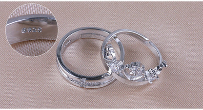 Zircon Crown Shape Lovers Couple Rings Jewelry