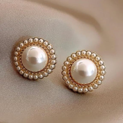 Ethonica White Faux Pearl with Gold-Tone Border