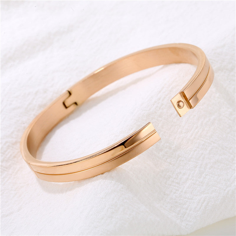 Stainless Steel Cross Line Groove Bangles Bracelets