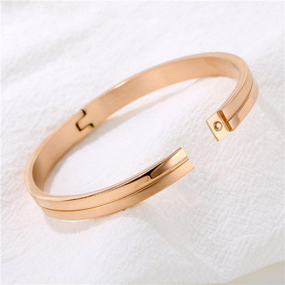 Stainless Steel Cross Line Groove Bangles Bracelets