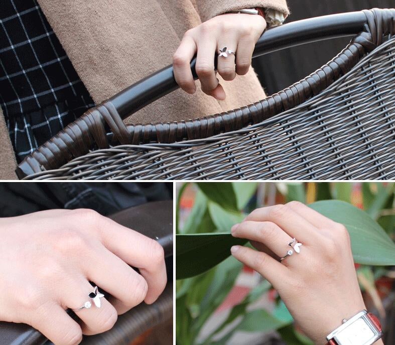 925 Silver plated Butterfly Ring Open Size (Adjustable)