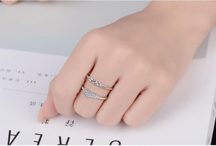 silver plated Heart shape ring for women