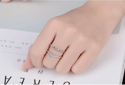 silver plated Heart shape ring for women