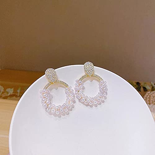 Rhinestone Pearl Hoop Earrings