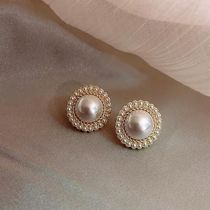 Ethonica White Faux Pearl with Gold-Tone Border