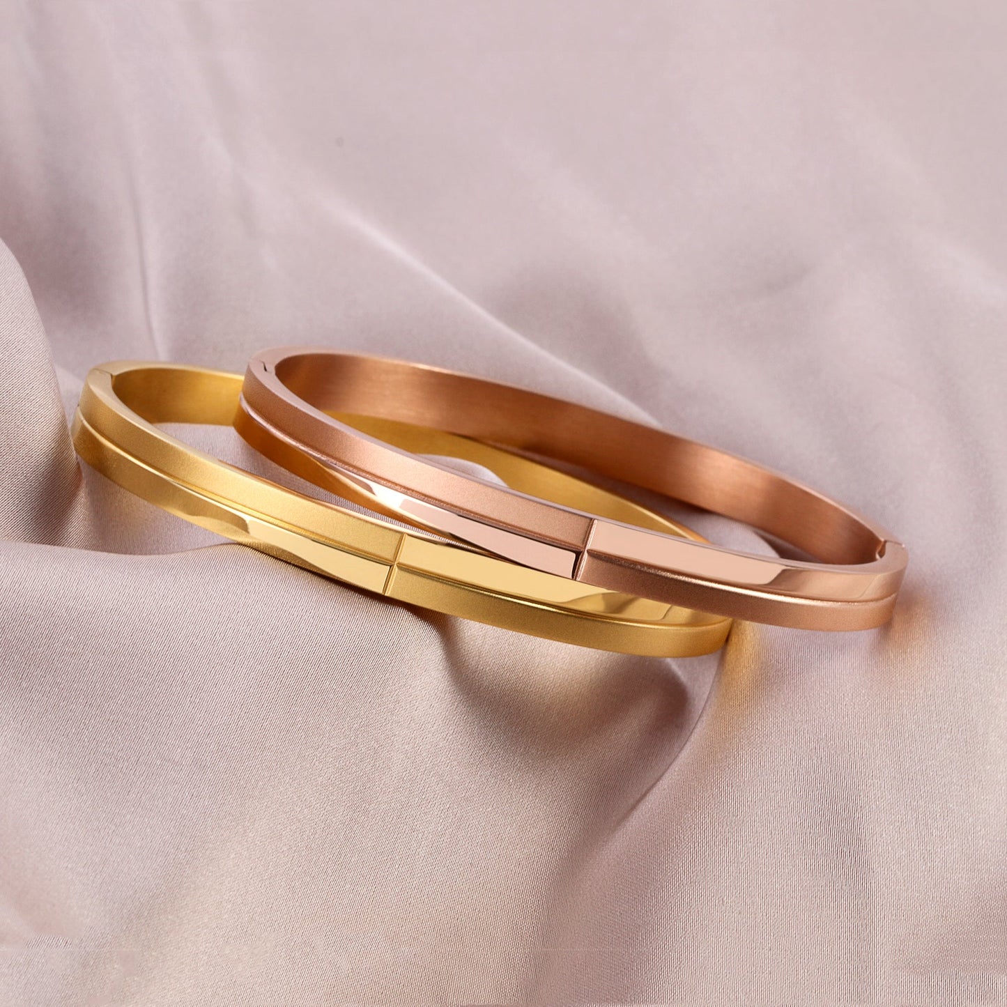 Stainless Steel Cross Line Groove Bangles Bracelets