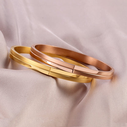 Stainless Steel Cross Line Groove Bangles Bracelets