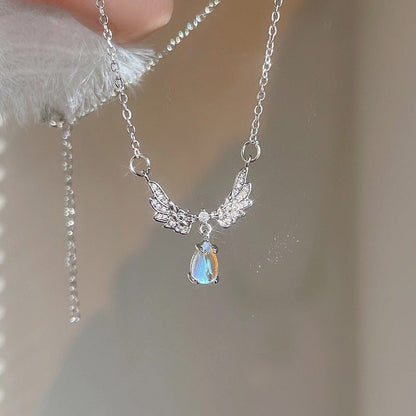Angel Wings Guardian Real Moonstone Necklace