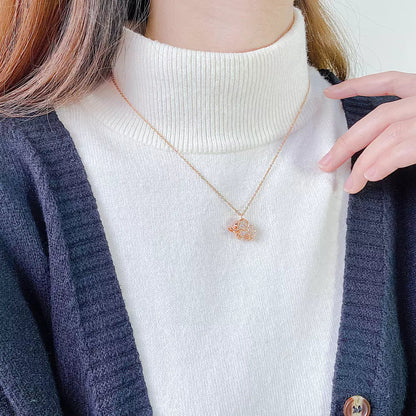 Diamond Bling Stainless Steel Zircon Cute Elephant Pendant Necklace