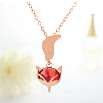 18k Gold Plated Non Tarnish Stainless Steel Cute Fox Animal Pendant Necklace