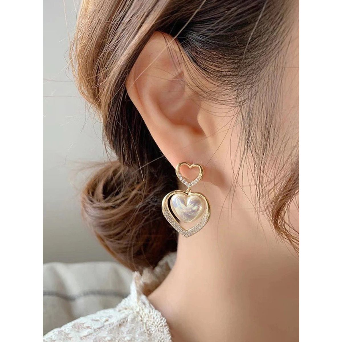 Korean Earring Claw Ear Drop Earrings for Women Big Pearl