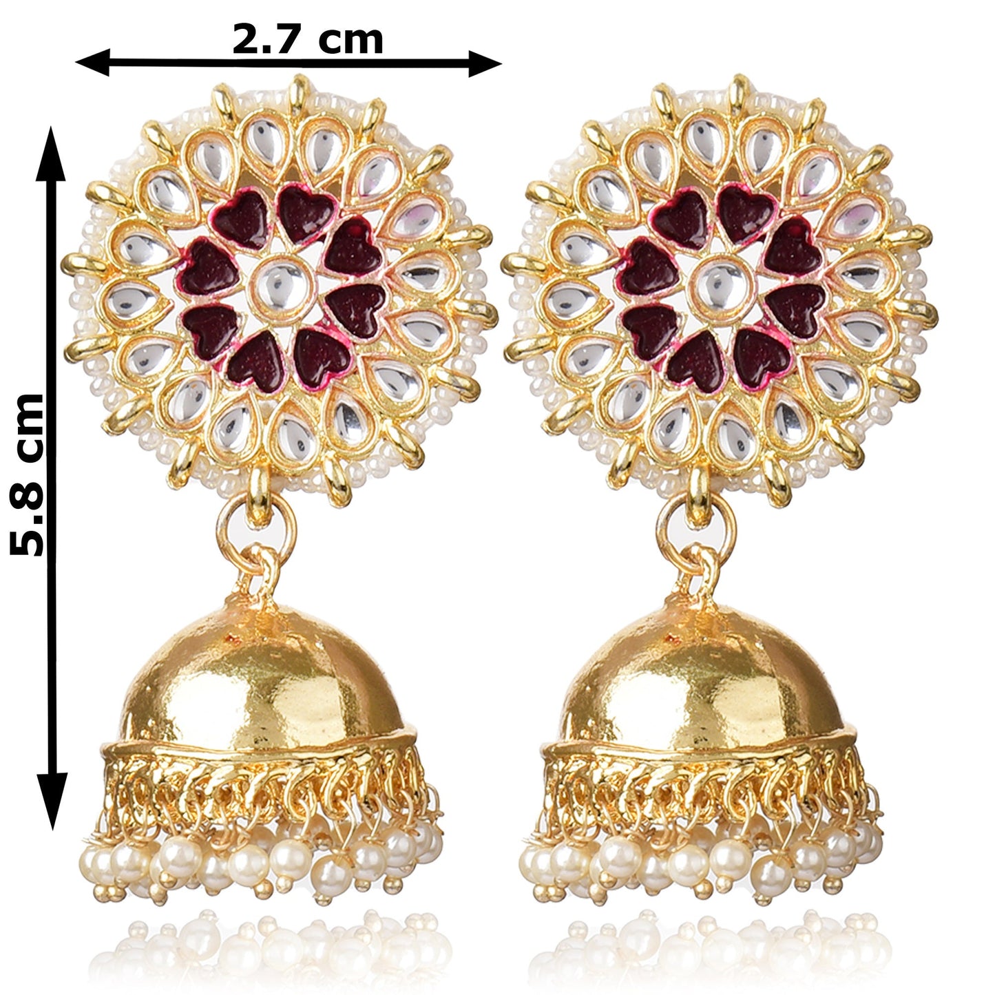 Graceful Gold Plated Kundan & Pearls Traditional Jhumki Earring