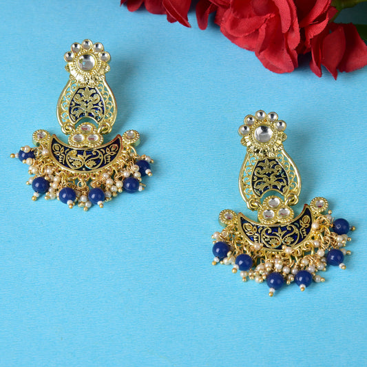 Pearls Enameling Multiple Layered Chandbali Earring