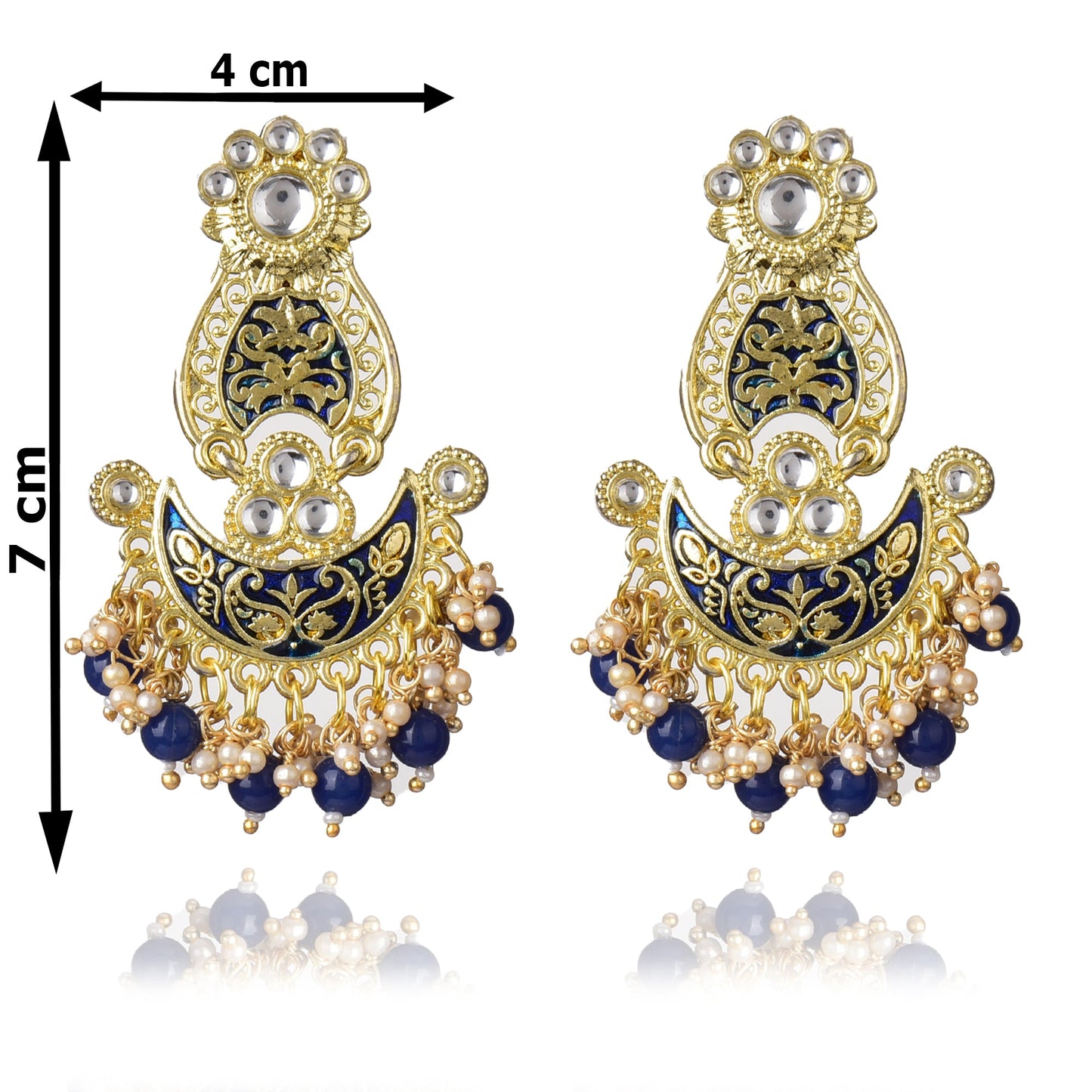 Pearls Enameling Multiple Layered Chandbali Earring