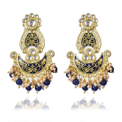 Pearls Enameling Multiple Layered Chandbali Earring