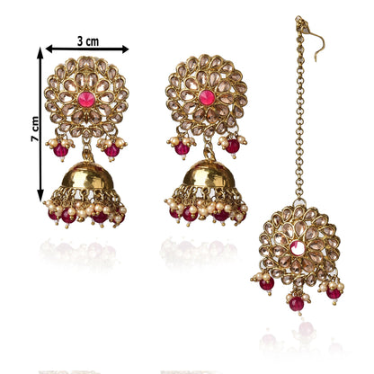 Kundan Traditional Jhumki Earring & Maangtika Set