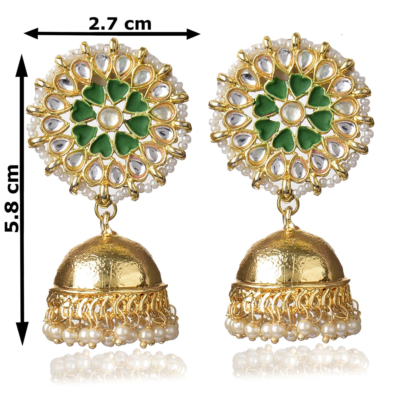Graceful Gold  Plated Kundan & Pearls Traditional Jhumki Earring