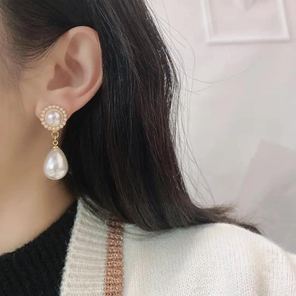 White Teardrop Dangle with Round Stud Top