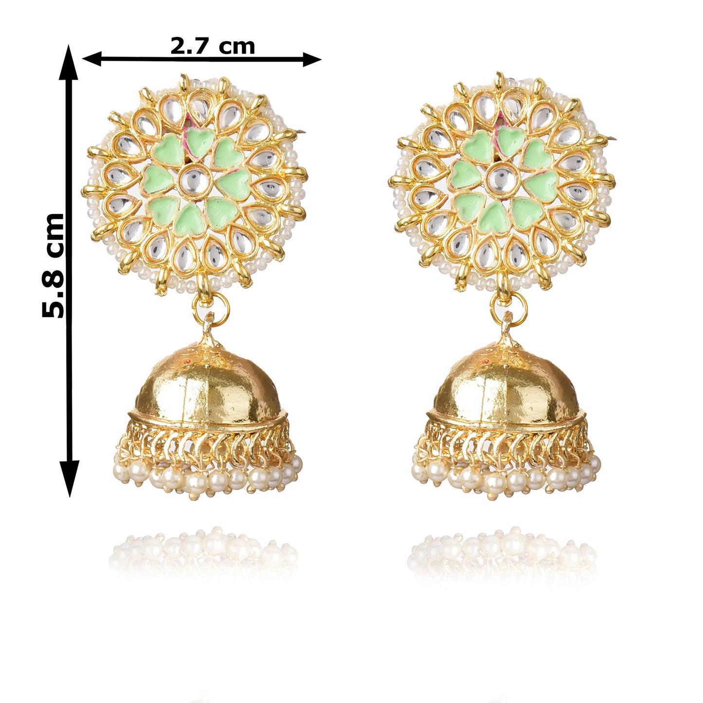 Graceful Gold Plated Kundan & Pearls Traditional Jhumki Earring