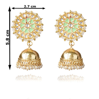 Graceful Gold Plated Kundan & Pearls Traditional Jhumki Earring