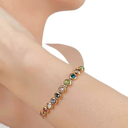 18K Real Gold Plated Candy Colorful Zircon Bracelet