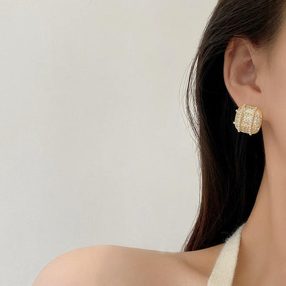 Gold-Tone Crystal and Pearl Embellished Stud Earrings