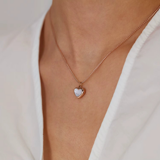 Rose Gold Plated Mother of Pearl Heart Pendant Necklace