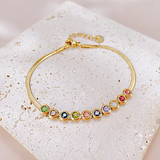 18K Real Gold Plated Candy Colorful Zircon Bracelet