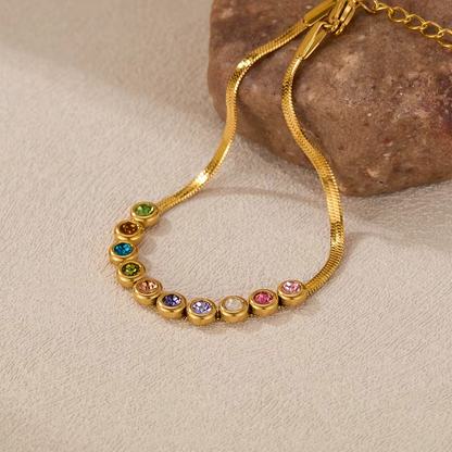 18K Real Gold Plated Candy Colorful Zircon Bracelet