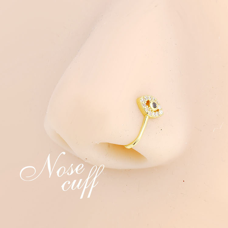 Ethonica Eye Shape Gold-plated Non Piercing Nose Ring