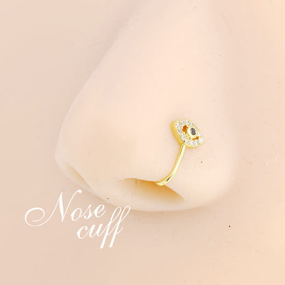 Ethonica Eye Shape Gold-plated Non Piercing Nose Ring