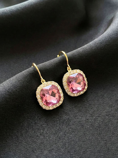 Ethonica Crystal Halo Lever-Back Earring