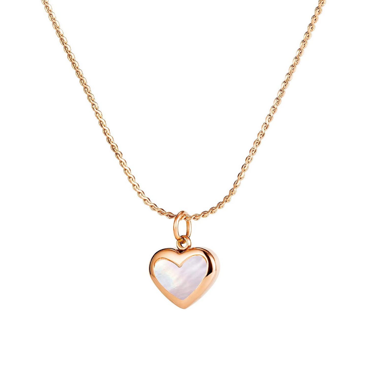 Rose Gold Plated Mother of Pearl Heart Pendant Necklace