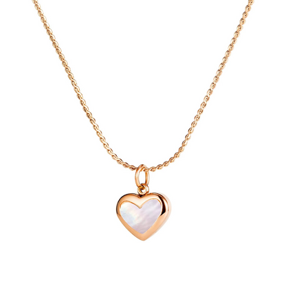 Rose Gold Plated Mother of Pearl Heart Pendant Necklace