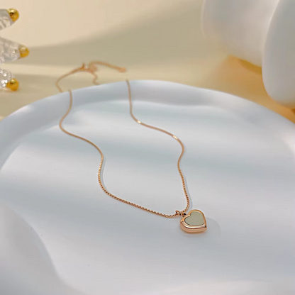 Rose Gold Plated Mother of Pearl Heart Pendant Necklace